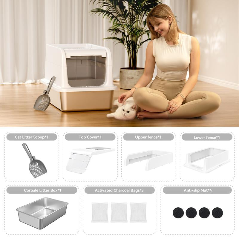 Cat Litter Box with Scoop and Lid